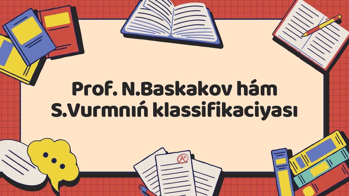 Prof.N.Baskakov hám
S.Vurmnıń klassifikaciyası