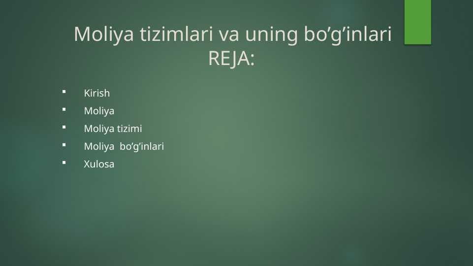 Moliya tizimlari va uning bo’g’inlari