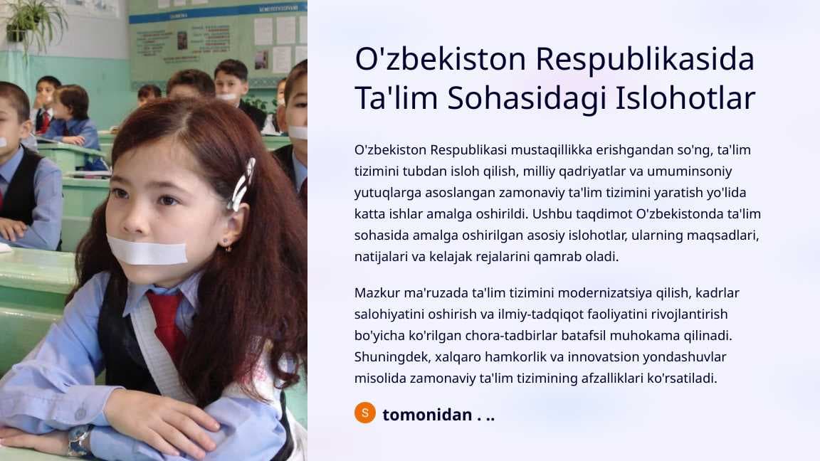 O'zbekiston Respublikasida Ta'lim Sohasidagi Islohotlar
