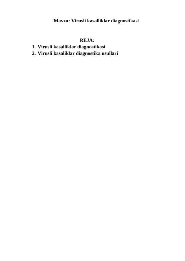 Virusli kasalliklar diagnostikasi
