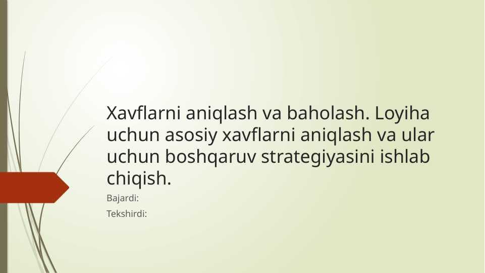 Loyihlarni boshqarish ppt