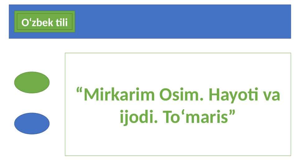Mirkarim Osim. Hayoti va ijodi. To‘maris”