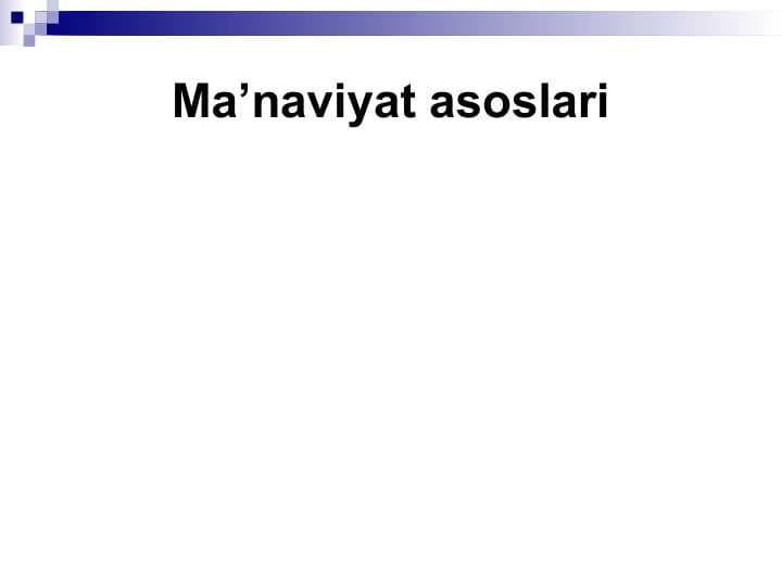 Ma’naviyat asoslari