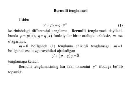 Bernulli tenglamasi