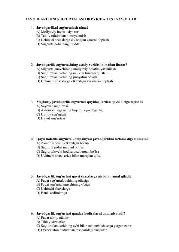 Testlar!