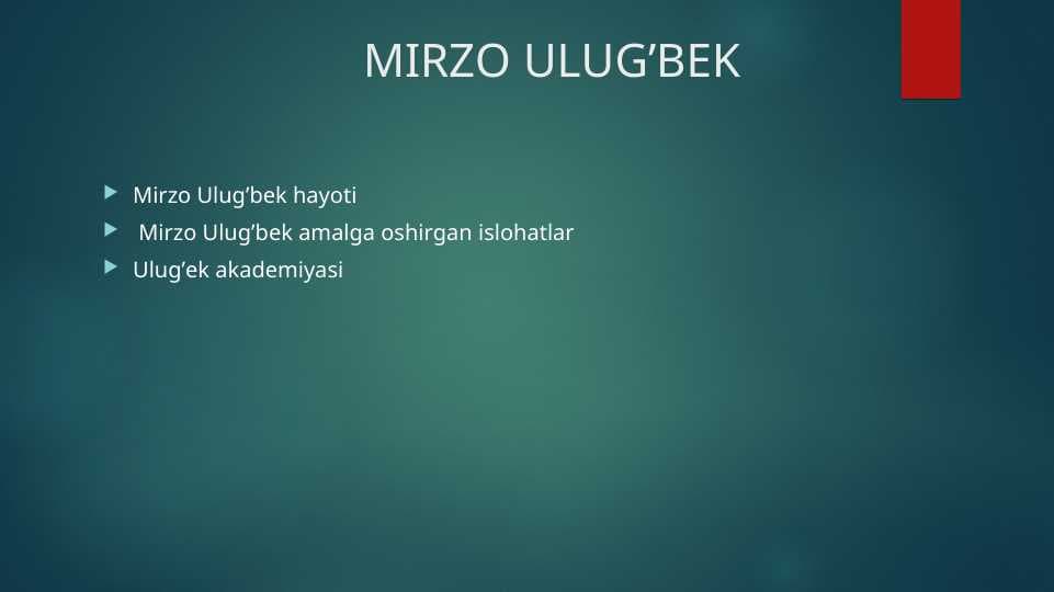 MIRZO ULUG’BEK