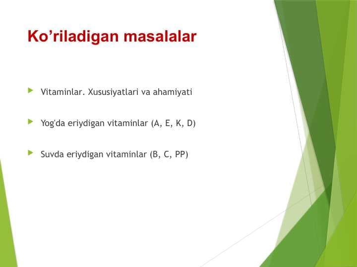 Bитаминлар амали. Vitaminlar
