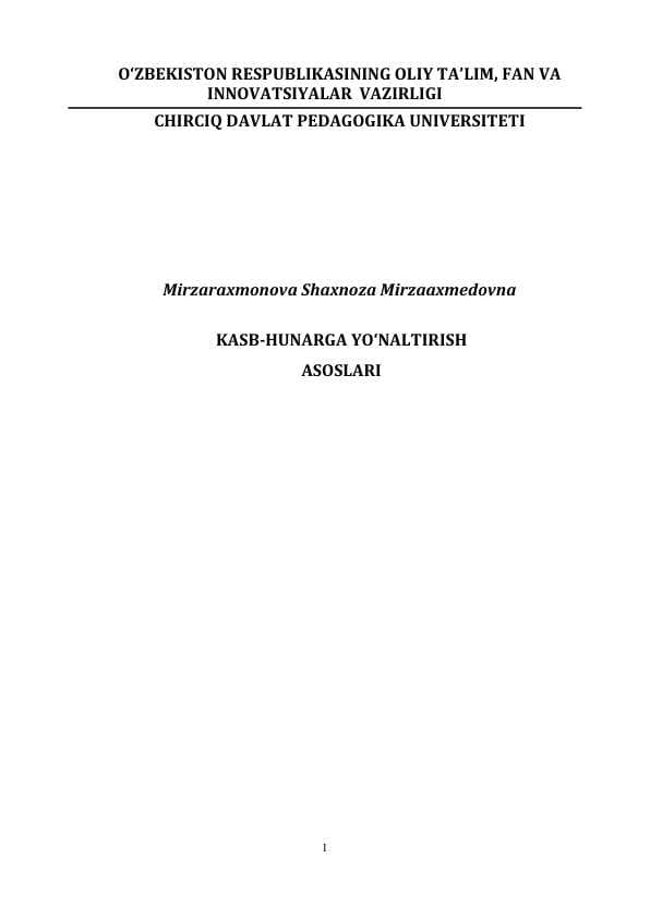 Kasb-hunarga yo'naltirish asoslari