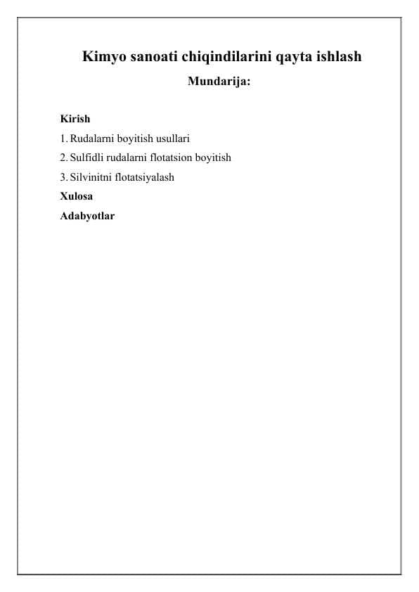 Kimyo sanoati chiqindilarini qayta ishlash