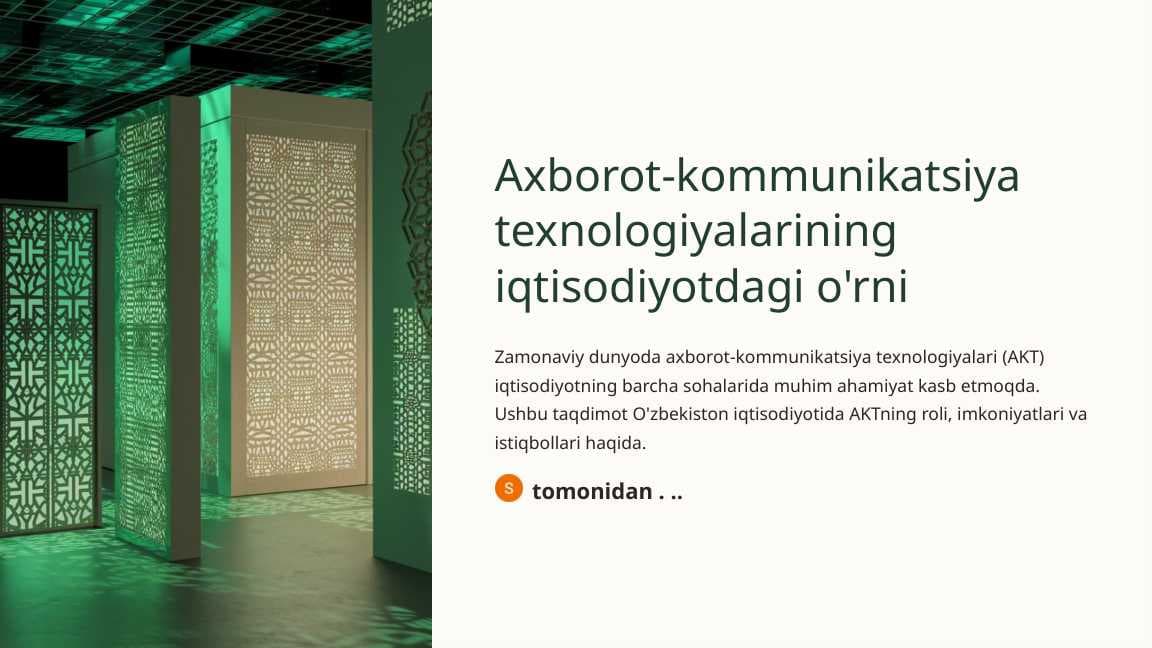 Axborot-kommunikatsiya texnologiyalarining iqtisodiyotdagi o'rni