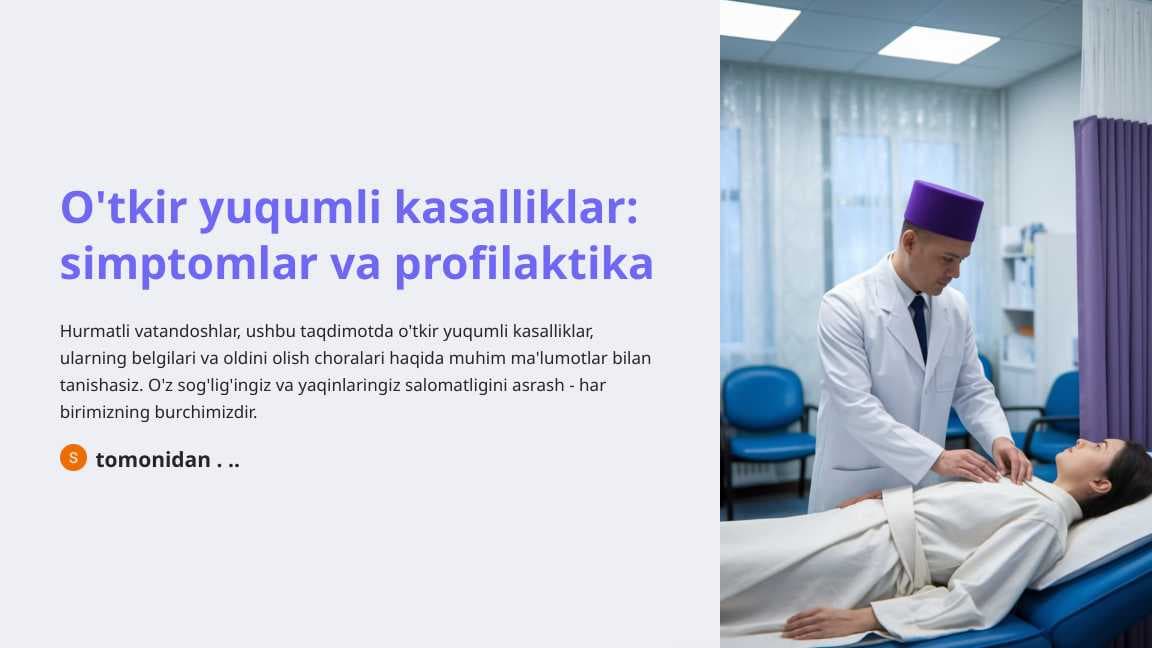 O'tkir yuqumli kasalliklar simptomlar va profilaktika