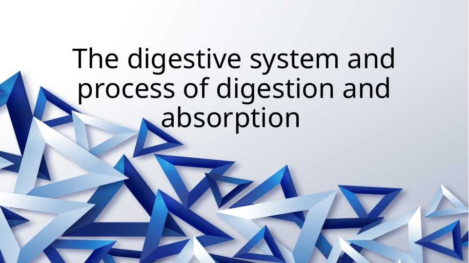 The digestive system and process of digestion and absorption