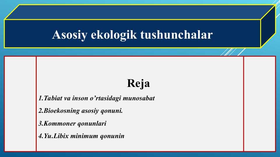 Asosiy ekologik tushunchalar