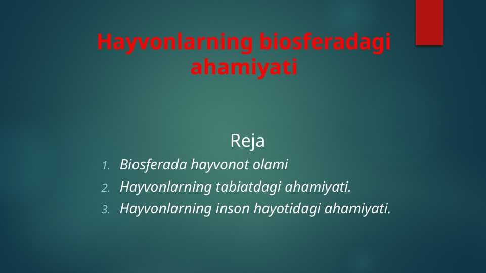 Hayvonlarning biosferadagi ahamiyati