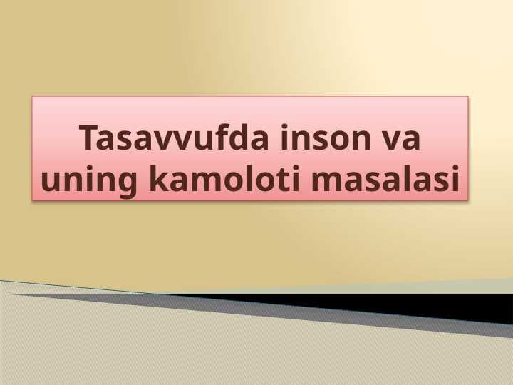Tasavvufda inson va uning kamoloti masalasi