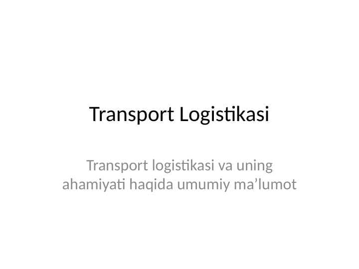 Transport logistikasi