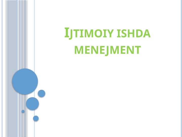 Ijtimoiy ishda menejment