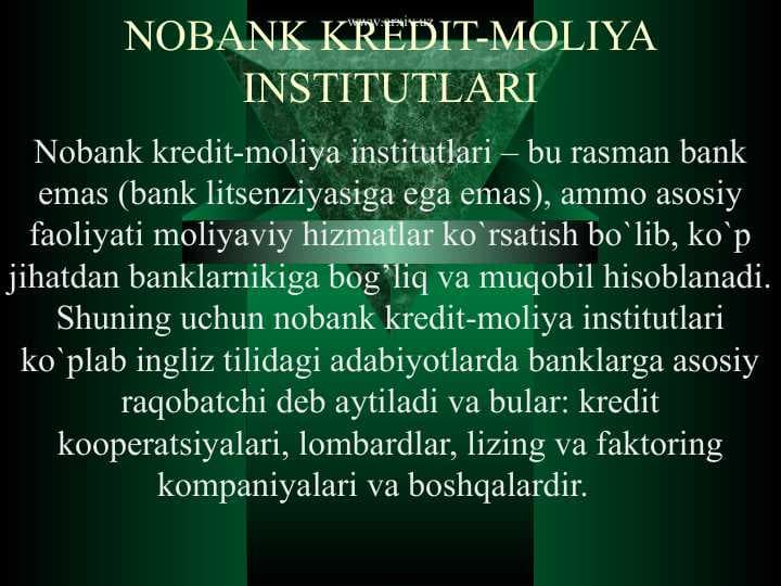 NOBANK KREDIT-MOLIYA INSTITUTLARI