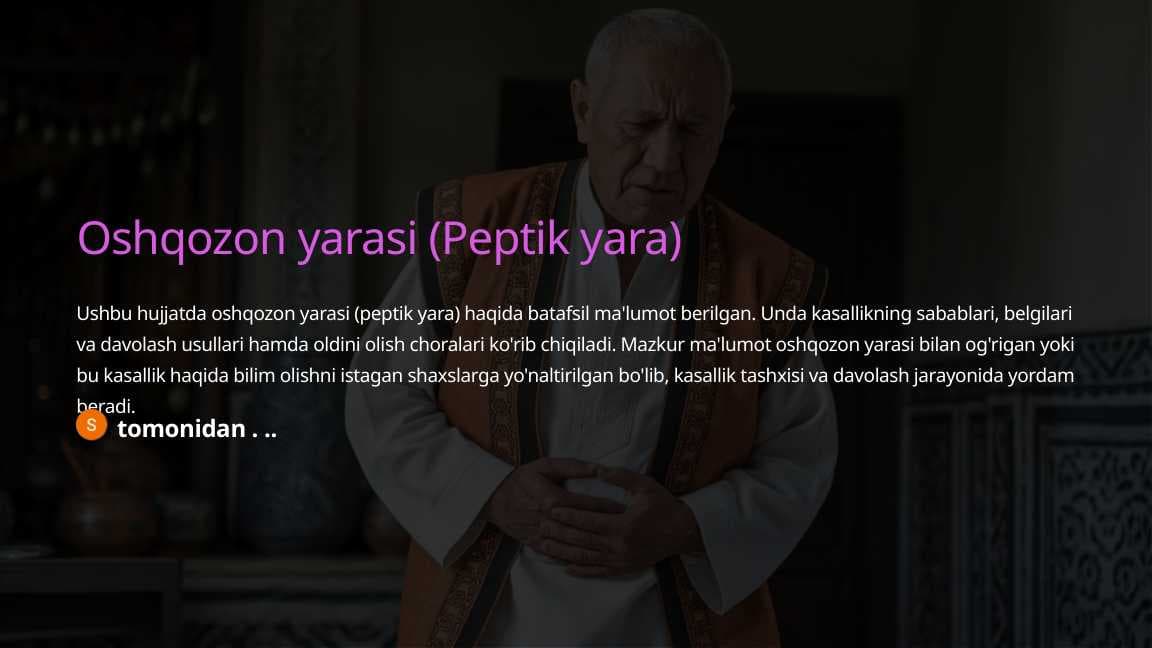 Oshqozon yarasi (Peptik yara)