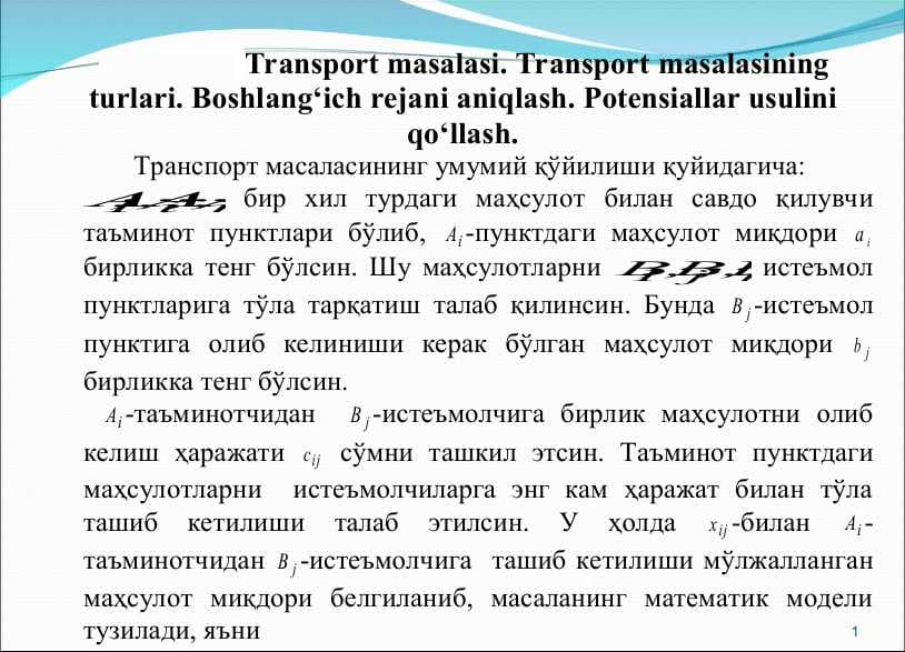 Transport masalasi