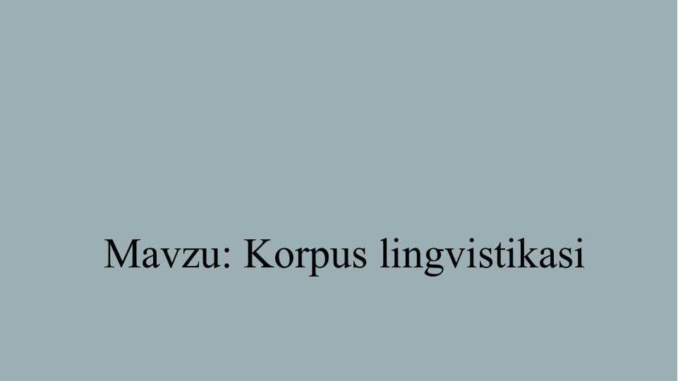 Korpus lingvistikasi