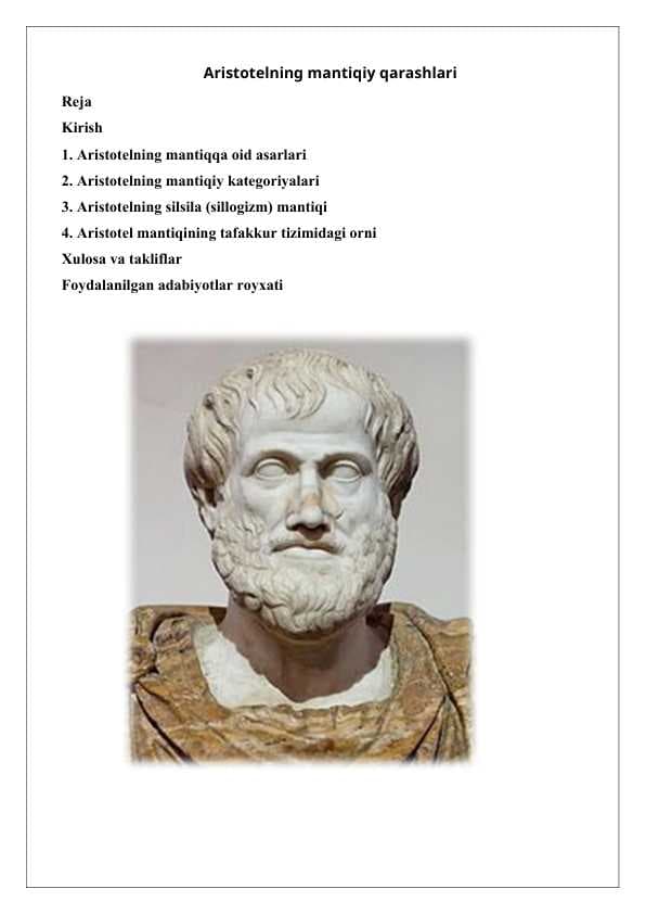 Aristotelning mantiqiy qarashlari 25