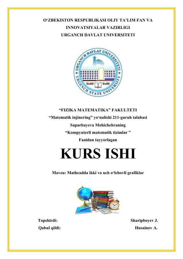 MATHCADDA IKKI VA UCH O'LCHOVLI GRAFIKLAR
