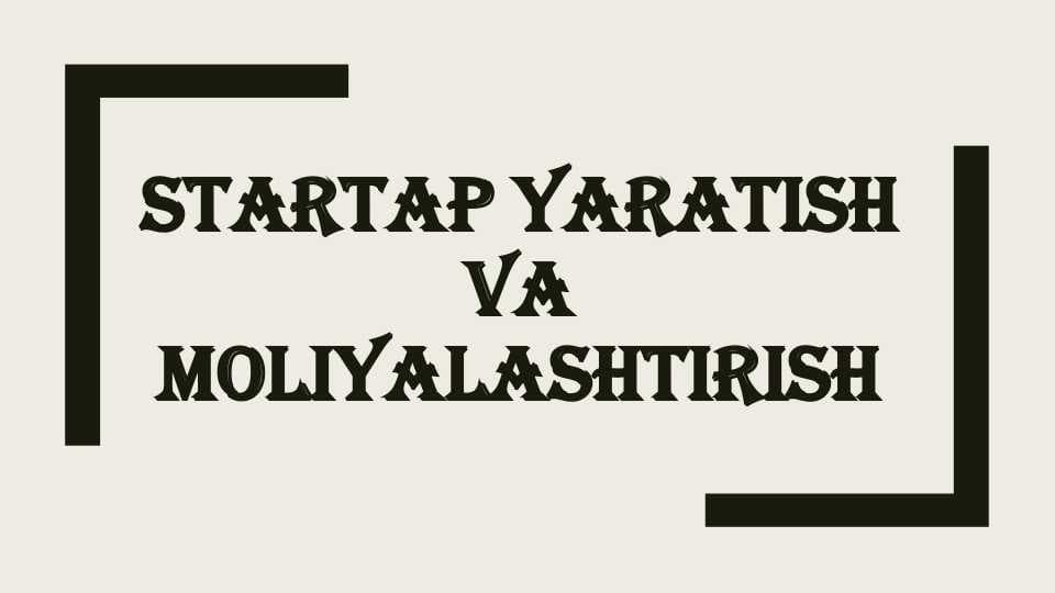 Startap yaratish va moliyalashtirish presentatsiya