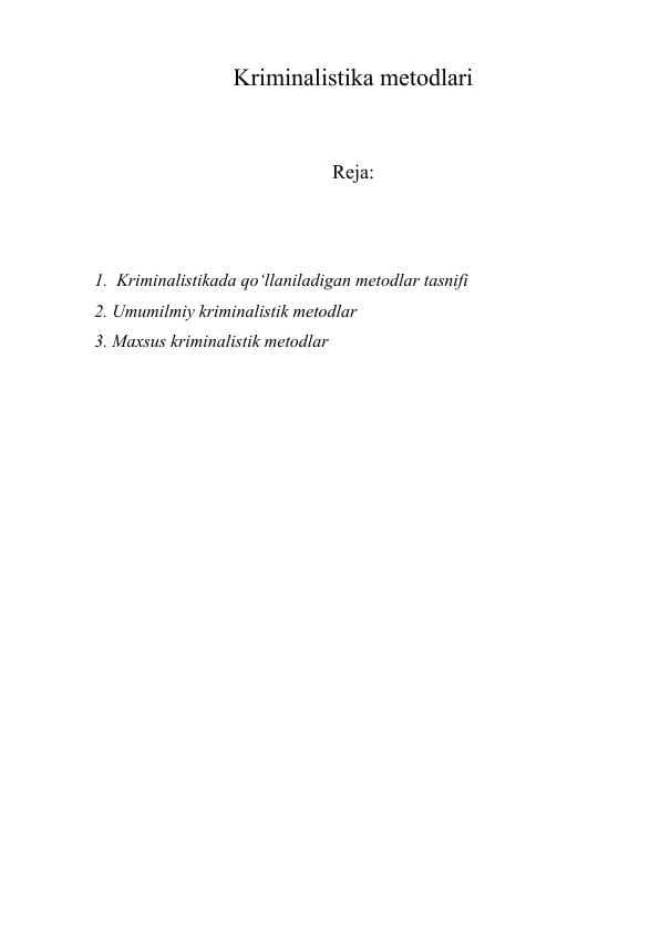 Kriminalistika metodlari