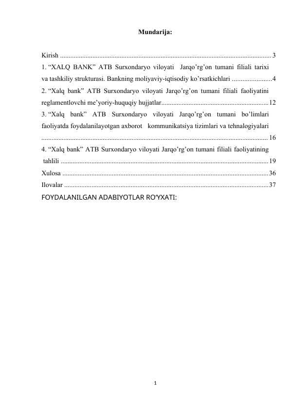 Xalq bank amaliyot hisoboti  Jarqo’rg’on tumani