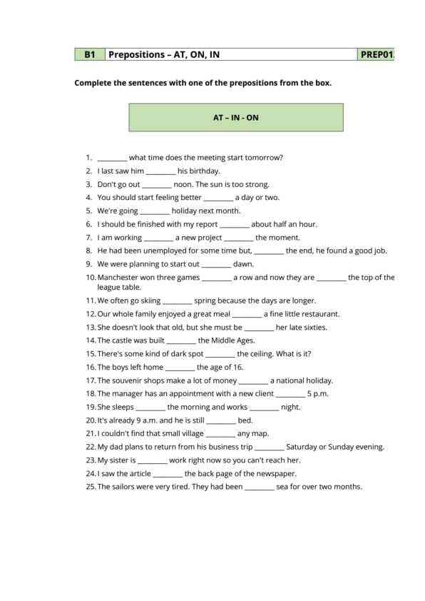 Prepositions - At, It, On