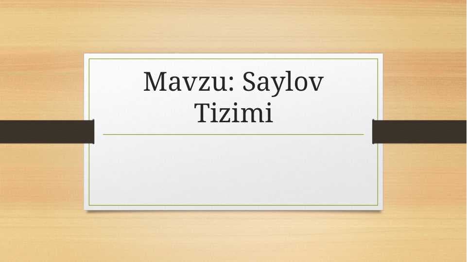 Saylov Tizimi