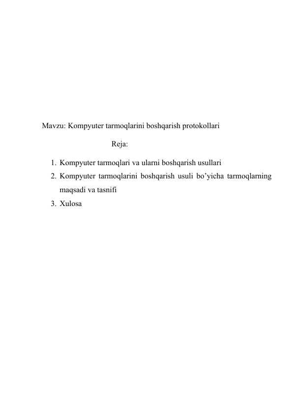 Kompyuter tarmoqlarini boshqarish protokollari