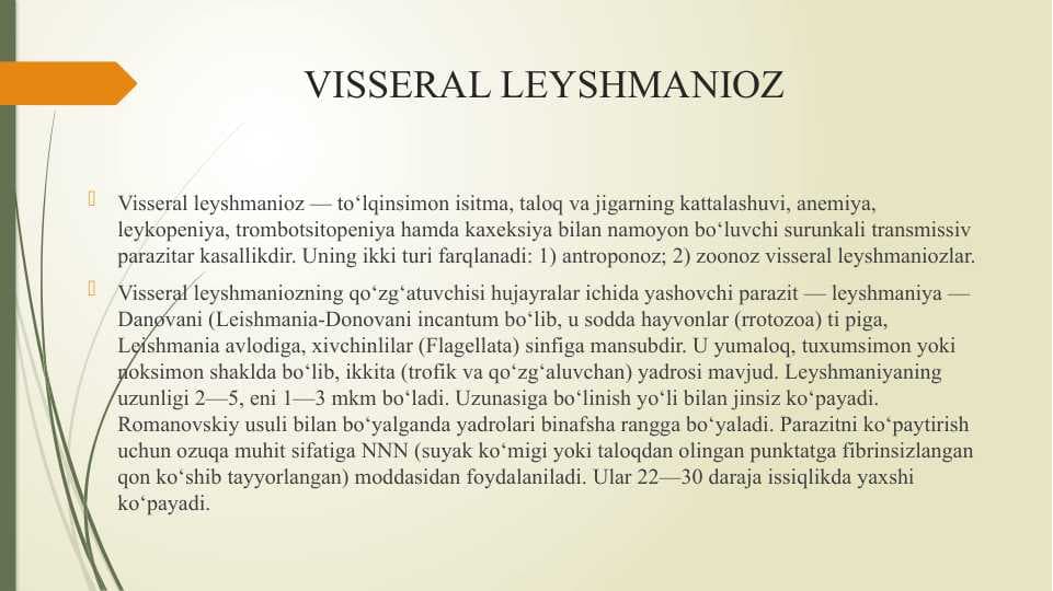VISSERAL LEYSHMANIOZ