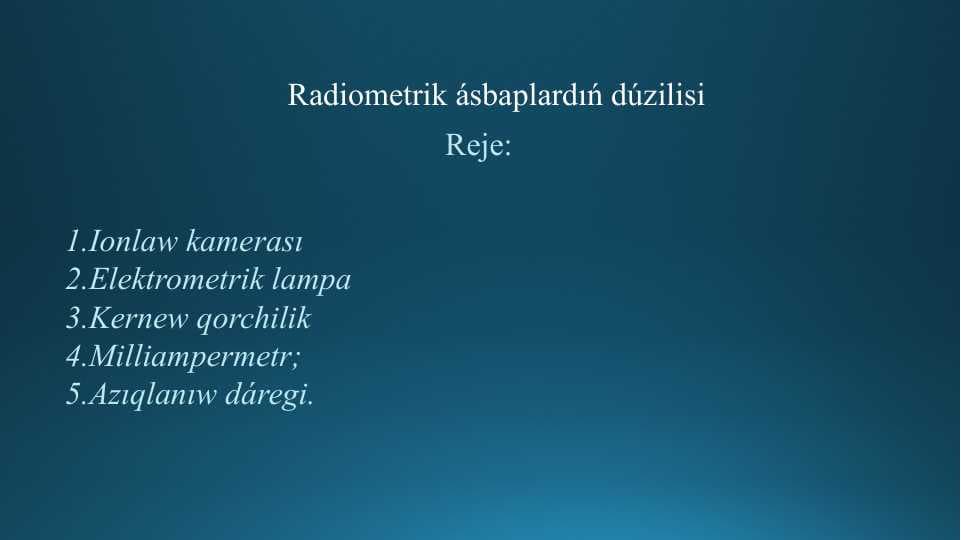 Radiometrik ásbaplardıń dúzilisi