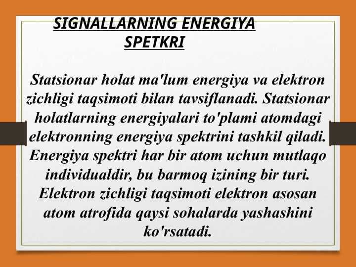 SIGNALLARNING ENERGIYA SPETKRI