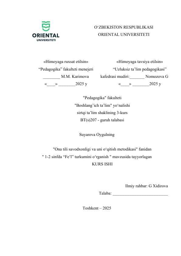 1-2 sinfda “Feʼl” turkumini oʻrganish