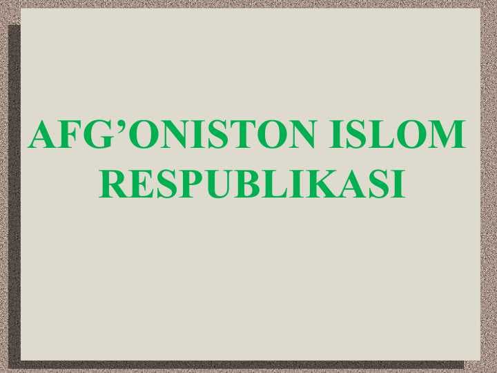 Afg'oniston Islom Respublikasi
