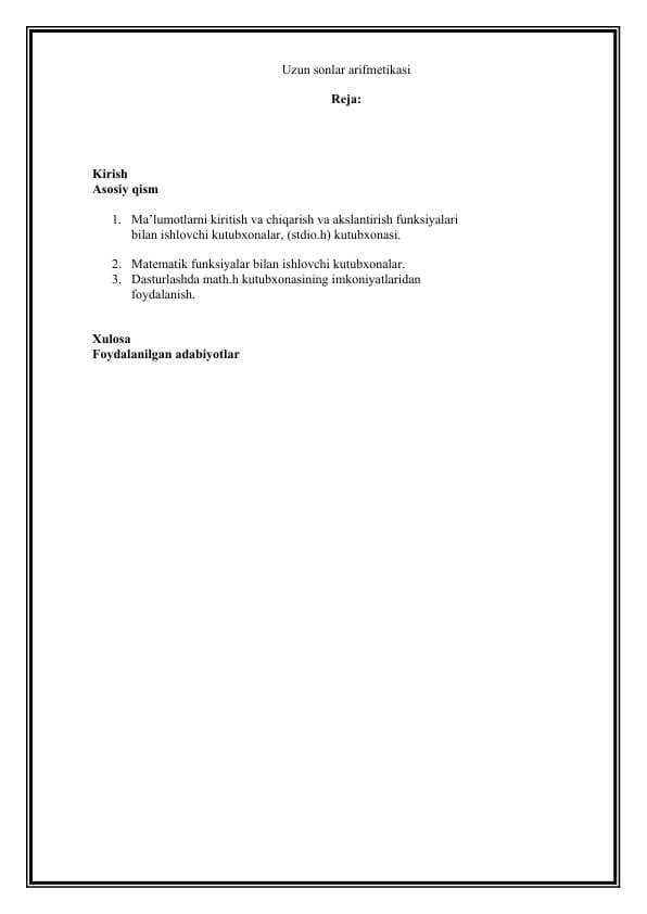 C++ dasturlash tilining standart kutbxonalari
