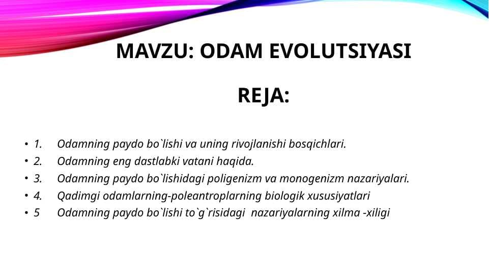 ODAM EVOLUTSIYASI