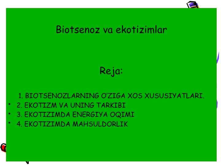 Biotsenoz va ekotizimlar