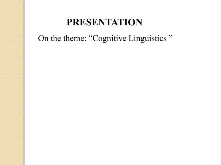 Cognitive Linguistics