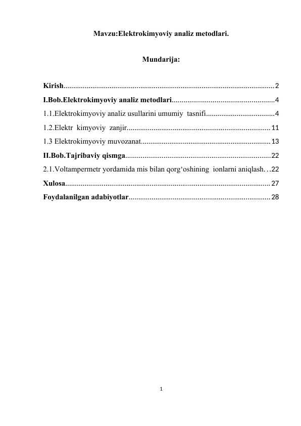 Elektrokimyoviy analiz metodlari