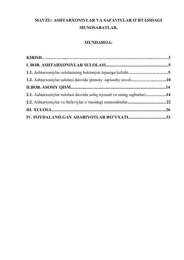 ASHTARXONIYLAR VA SAFAVIYLAR O`RTASIDAGI MUNOSABATLAR.docx