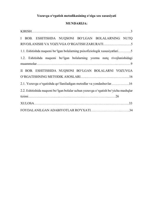 Yozuvga oʻrgatish metodikasining oʻziga xos xususiyati