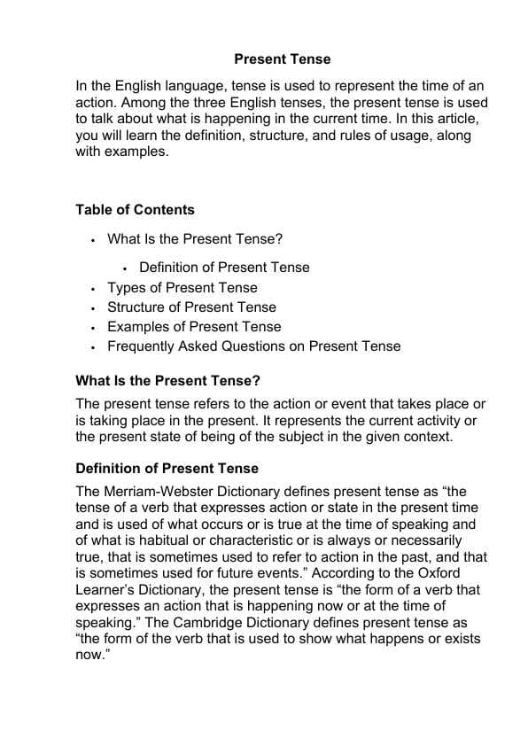 Present Tense