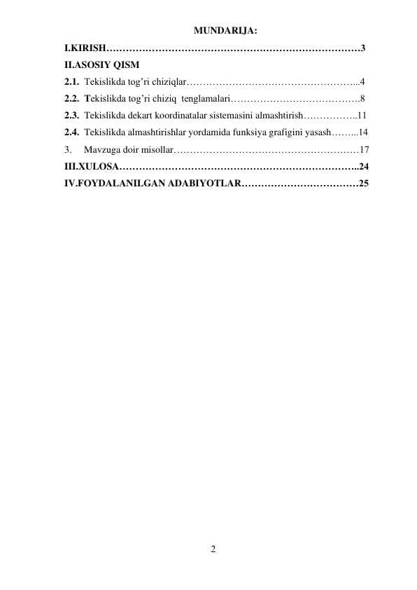 Tekislikda tog’ri chiziq  tenglamalari