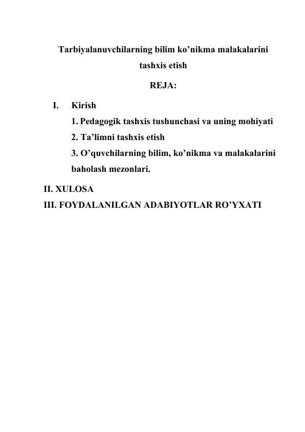 Tarbiyalanuvchilarning_bilim konikma malakalarini tashxis etish