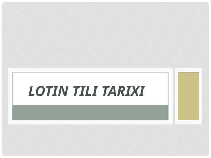 Lotin tili tarixi