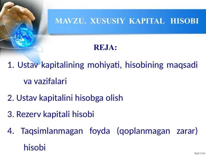 XUSUSIY  KAPITAL   HISOBI